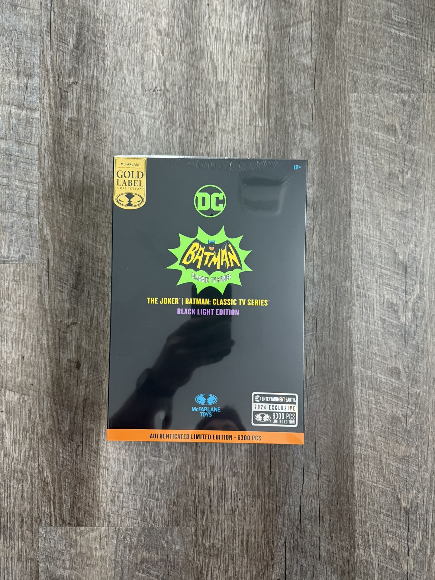 In Hand, Brand New, Never Opened - McFarlane - DC Retro - Batman 66 Classic TV Series - Joker - Black Light - Gold Label - 6” Inch Action Figure