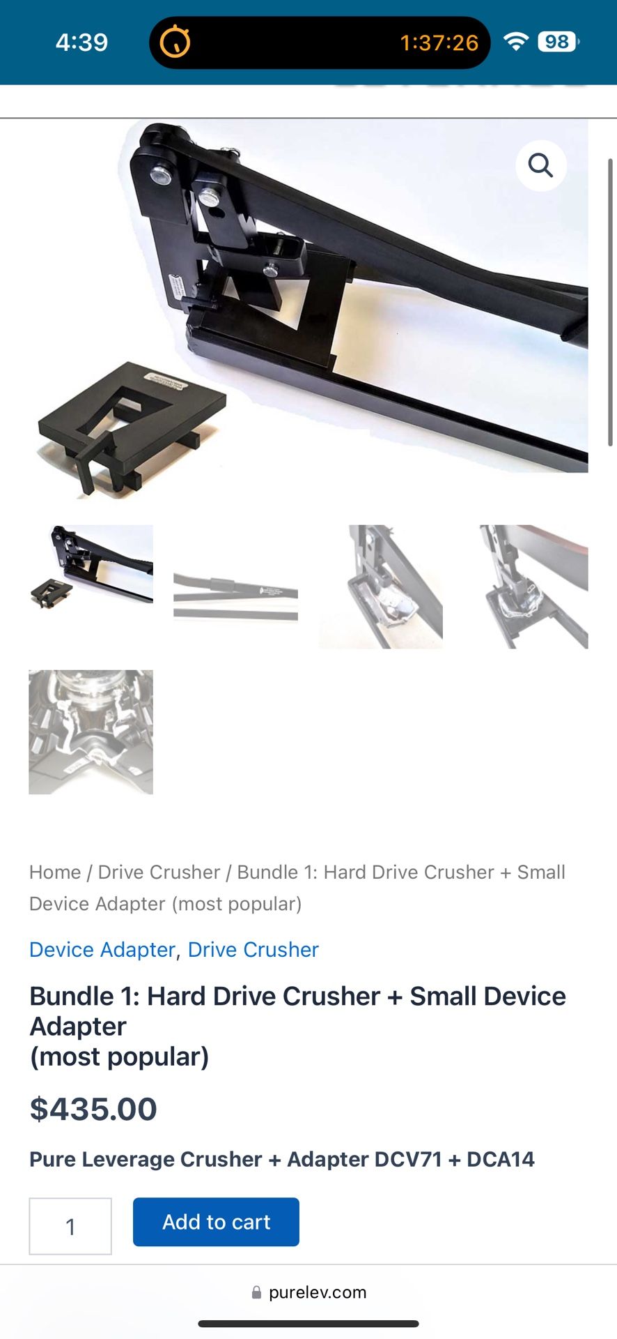 Purelev Hard drive Crusher