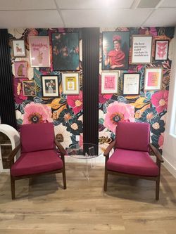 MCM Walnut Magenta Chairs