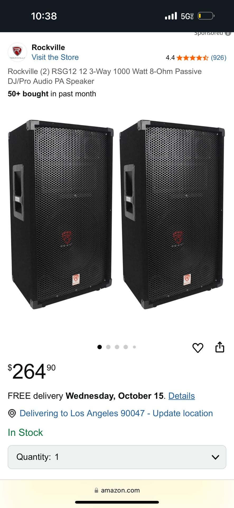 Two Rockville Speakers & Rockville Power Amplifier