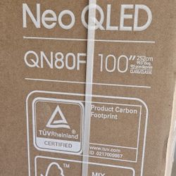 New 100 Inch Neo QLED Samsung QN80F Smart TV 4K UHD with 144 Hz. Brand new factory sealed.  