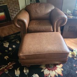 Leather Seat And Ottoman