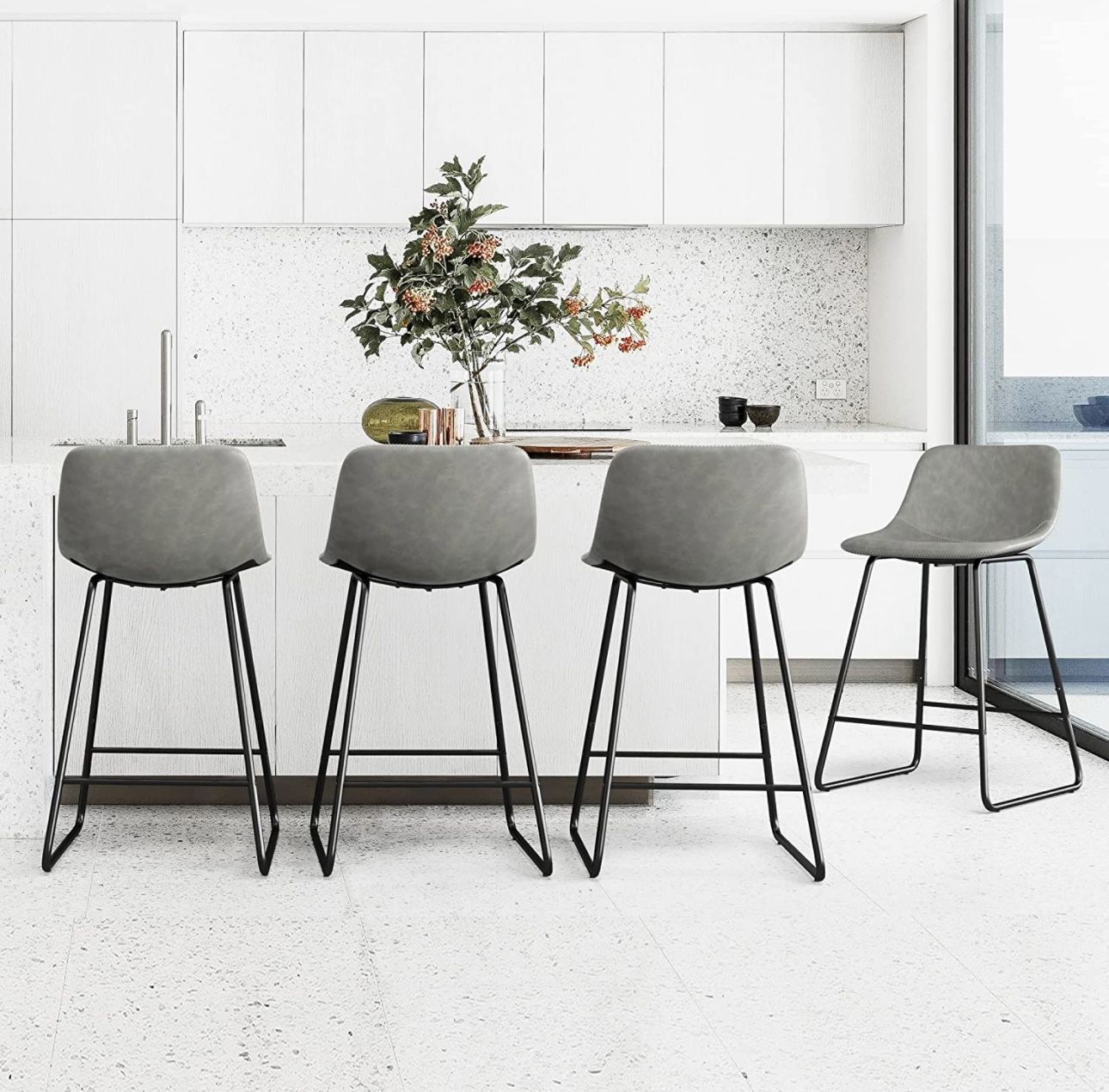Urban Armless Bar stool Set of 4 Gray