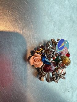 Vintage Cluster Brooch with Mixed Charms
