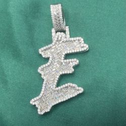 INITIAL E VVS D Moissanite Sterling Silver Pendant