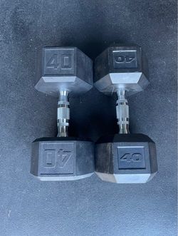 40 lbs Hex Rubber Dumbbell Weights….  Home Gym Fitness….