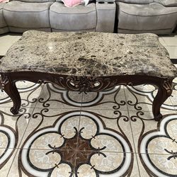 marble coffee table and end tables