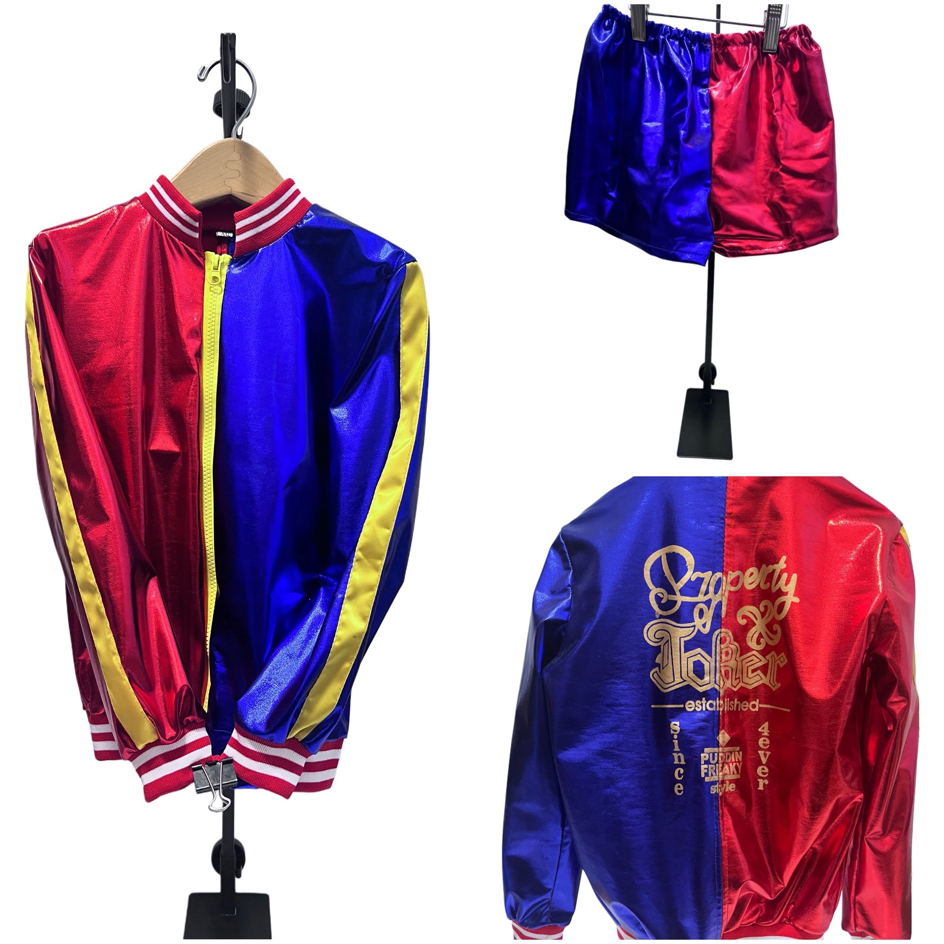 Harley Quinn DCs Suicide Squad Jacket Shirt Shorts & Glove Girls 2XL 8-10yo Halloween Costume 