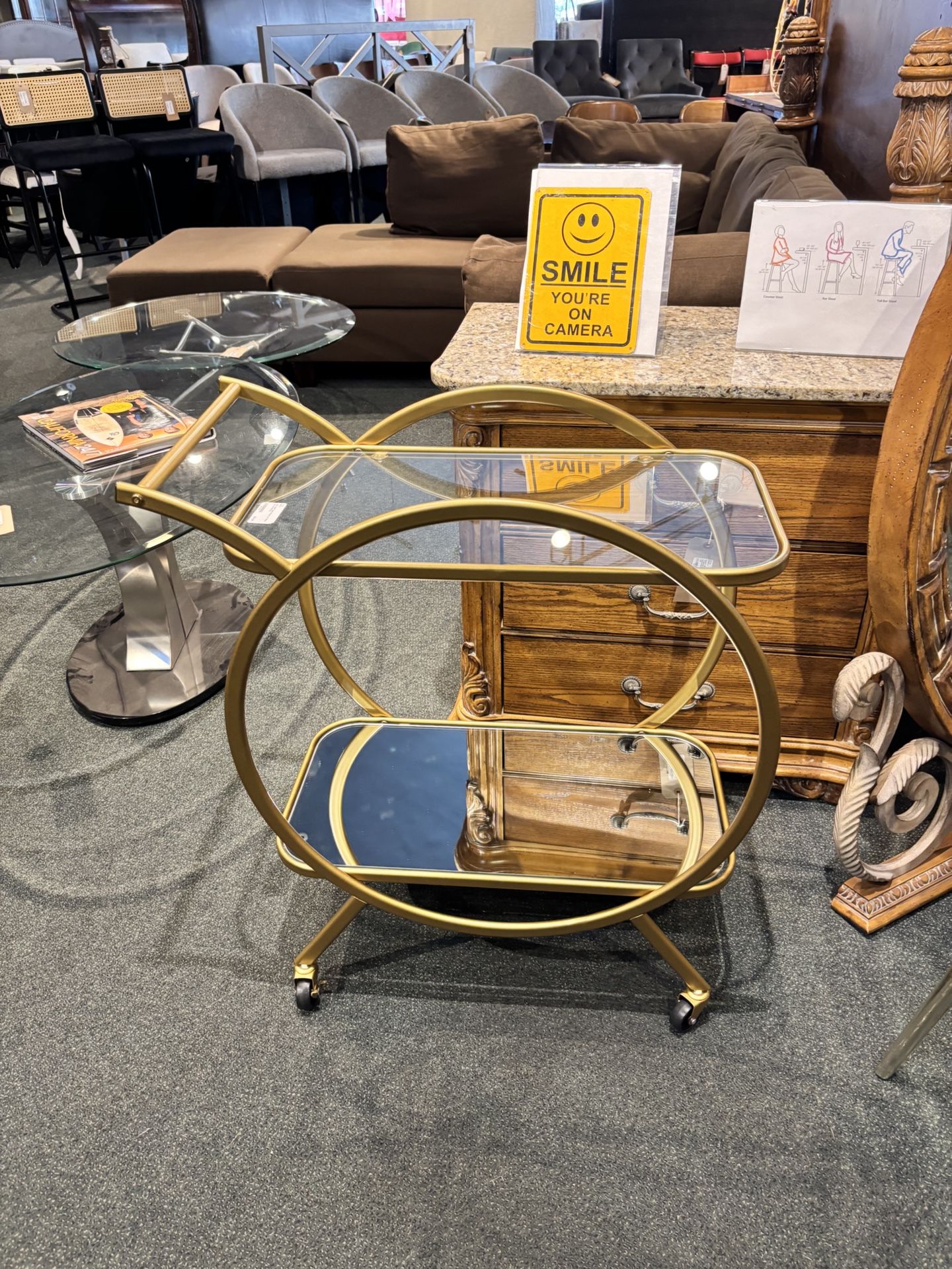 Gold Circular Bar Cart - SKU: G6XWZW