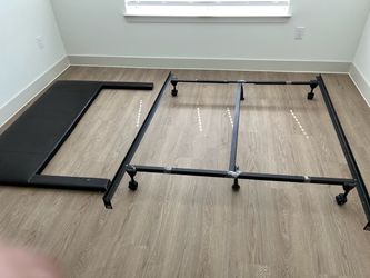 Black Queen Metal Bed Frame with Casters