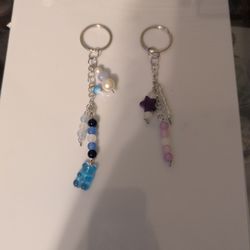 Handmade Blue And Purple Keychains 