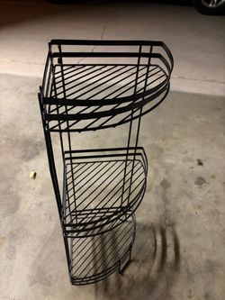 3-Tier Black Metal Corner Shelf