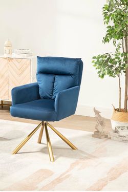 Velvet Cross Legged Task Vanity Chair - Swivel Computer Desk Chair for Office, Living Room