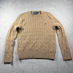 Polo Ralph Lauren Cable Knit Cotton Sweater Men’s Size Medium Brown #2905
