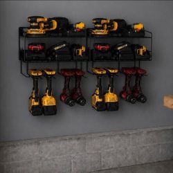 2 Piece Cordless Tool Wall Rack in Black
