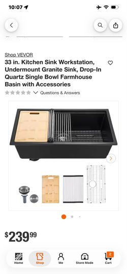 VEVOR 33 in. Quartz Single Bowl Kitchen Sink