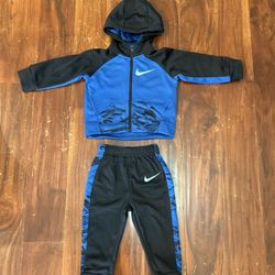 Nike Therma Fleece Dri-FIT Baby Hoodie & Pants Set Black Blue 18M