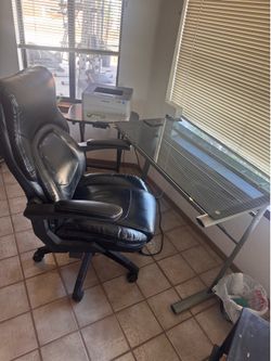 Office Chair and Glass Desk Set