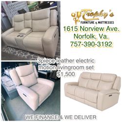 3 Piece Electric Reclining leather Couch Set