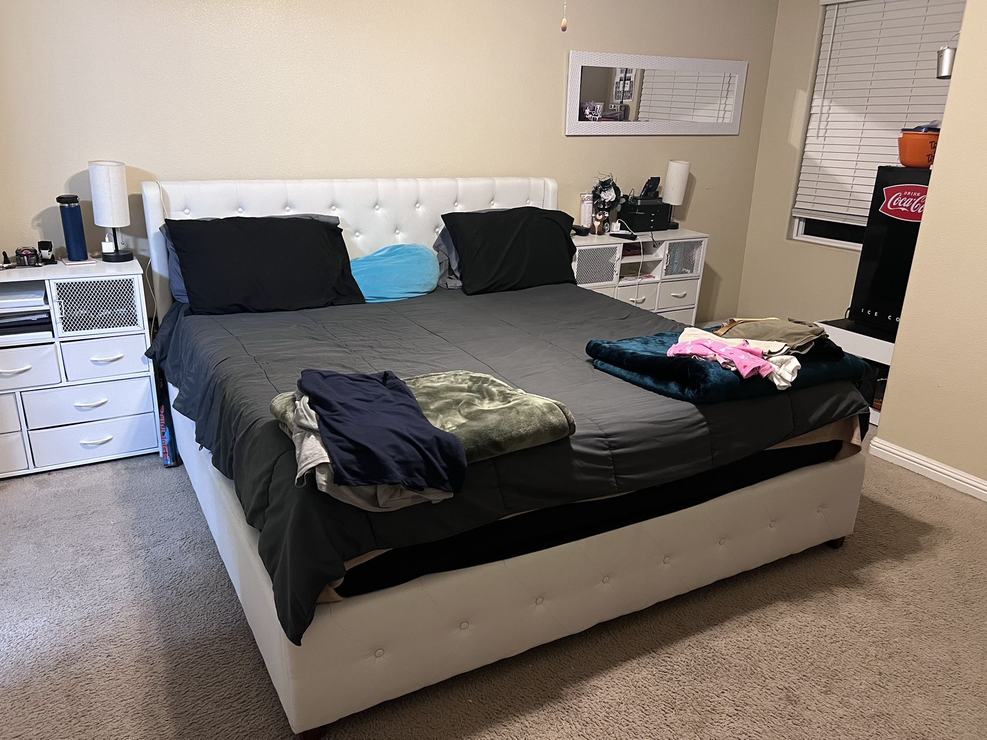 King Size Bed Frame w/ Two Side End Dressers