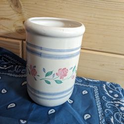 Vintage Floral Stoneware Crock Container/Canister 