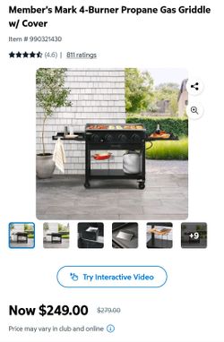 Member's Mark 4-Burner Propane Gas Griddle w/ Cover