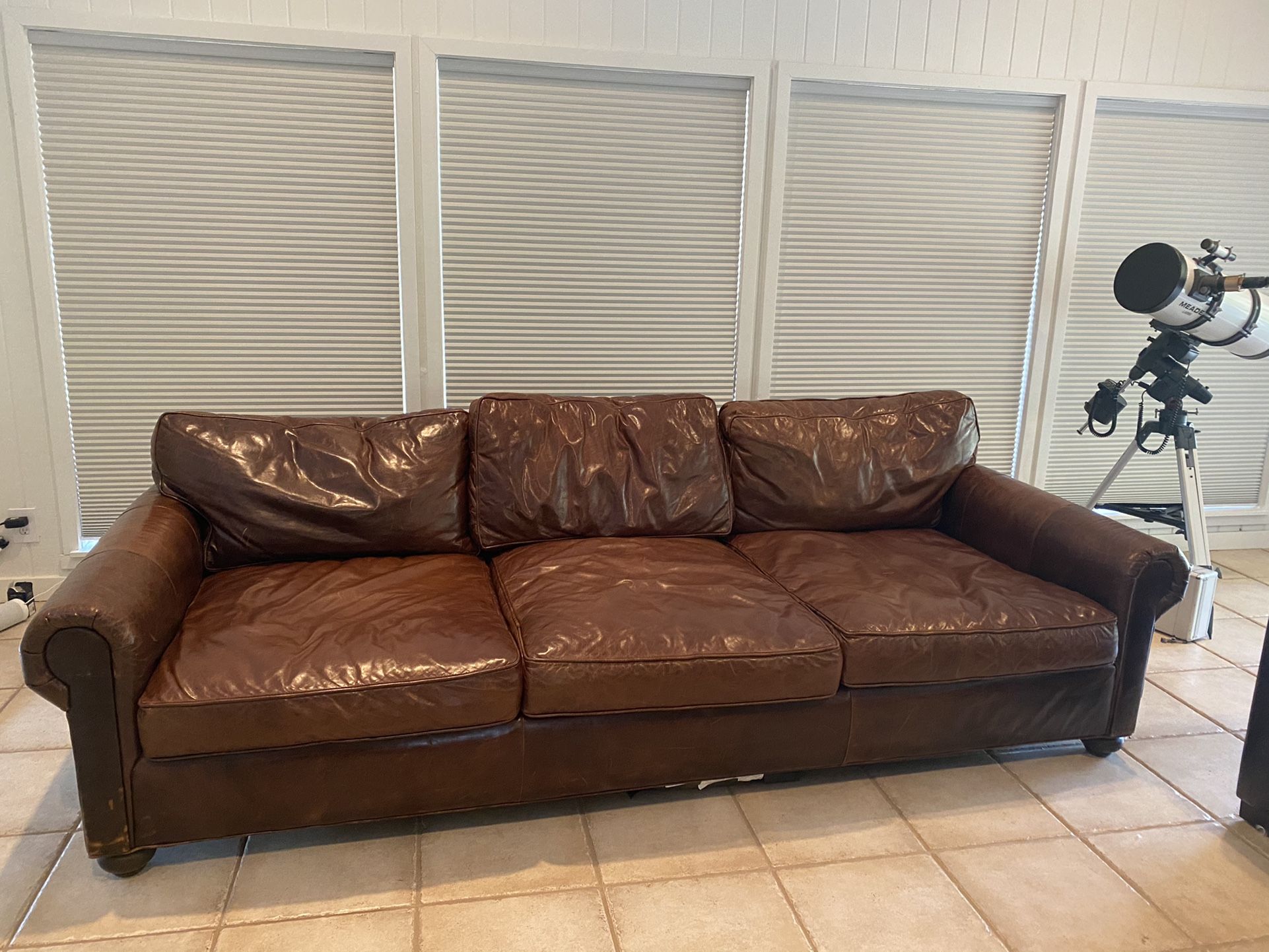 Restoration Hardware 2 Set Matching Leather Sofas - $1K For BOTH COUCHES