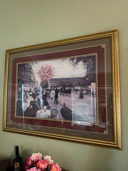 Framed Victorian Paris Street Scene Print