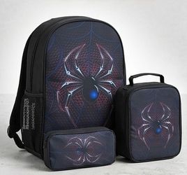 3 pcs spider school backpack for boy