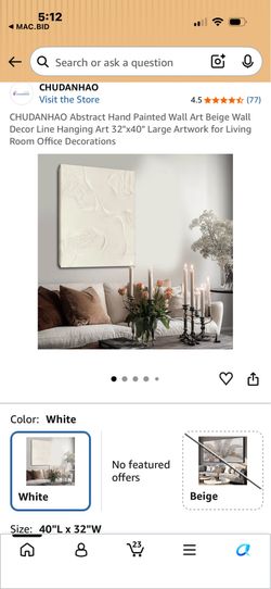 CHUDANHAO Abstract Hand Painted Wall Art Beige Wall Decor Line Hanging Art 32"x40" Large Artwork