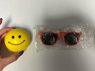 NEW Smiley Stress Ball and Sunglasses Set