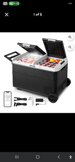 VEVOR 100QT Dual Zone Portable Refrigerator Freezer Car Fridge on Wheels with ice maker