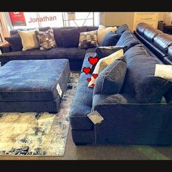 Soft, Comfortable Sectional Couch Charcoal Gray and Oversized Ottoman ❤️$49 GetNowPayEasily 