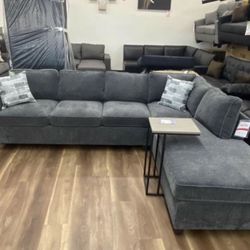 New Gray Sectional With Reversible Chaise Sofa Couch 