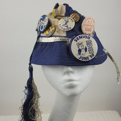 Vintage 1940s-1950s Seward Park High New York Bucket Hat w/ Pinback Buttons