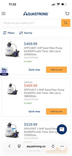 Aquastrong 7,000 GPH sand filter pump with built-in timer. Features a powerful 1.5 HP motor and large 20-inch sand filter, suitable for above-ground p