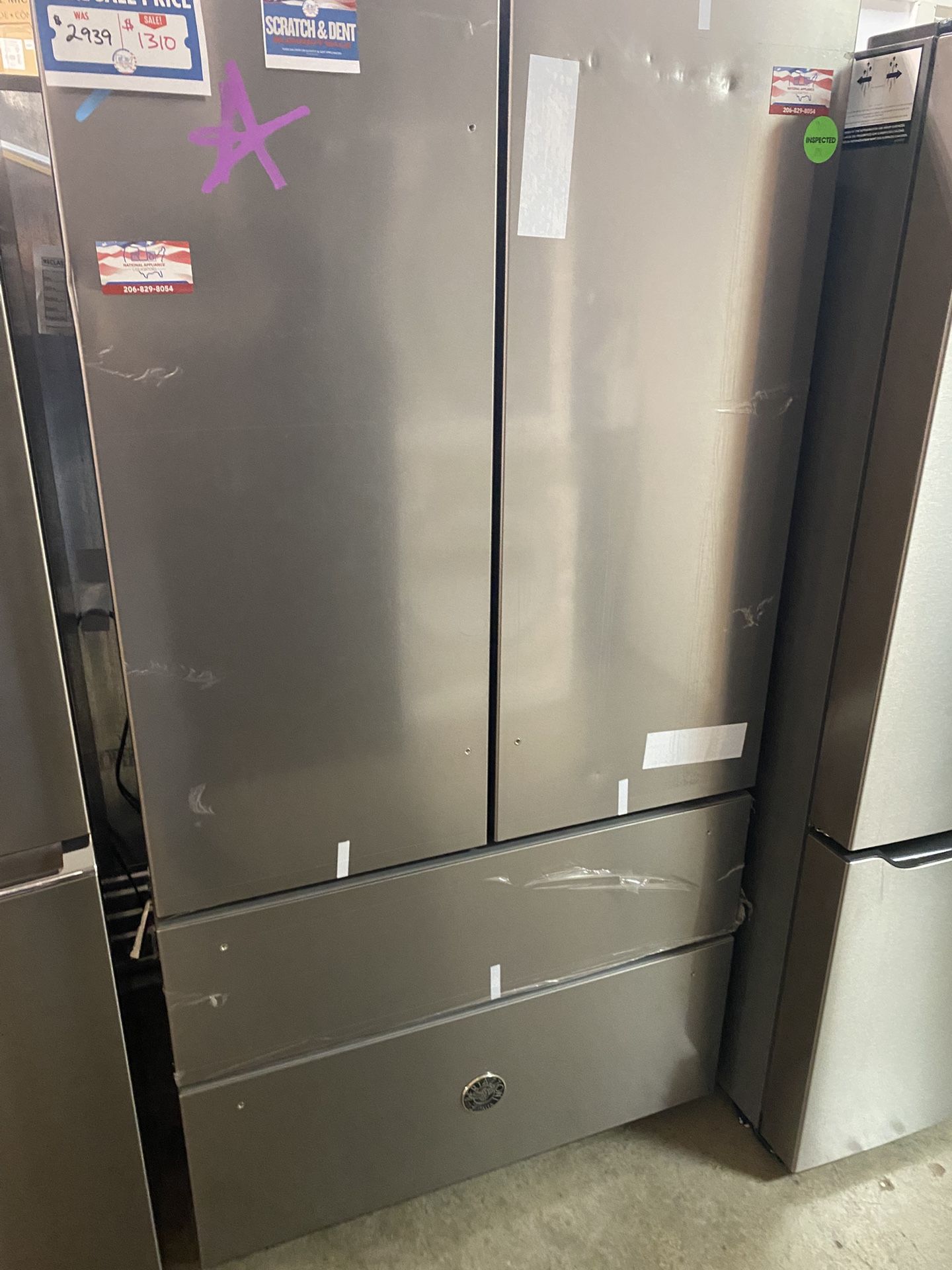 Luxury garage refer - Bertazzoni 36 Inch Freestanding 4-Door French Door Refer Missing handles - $1000 obo