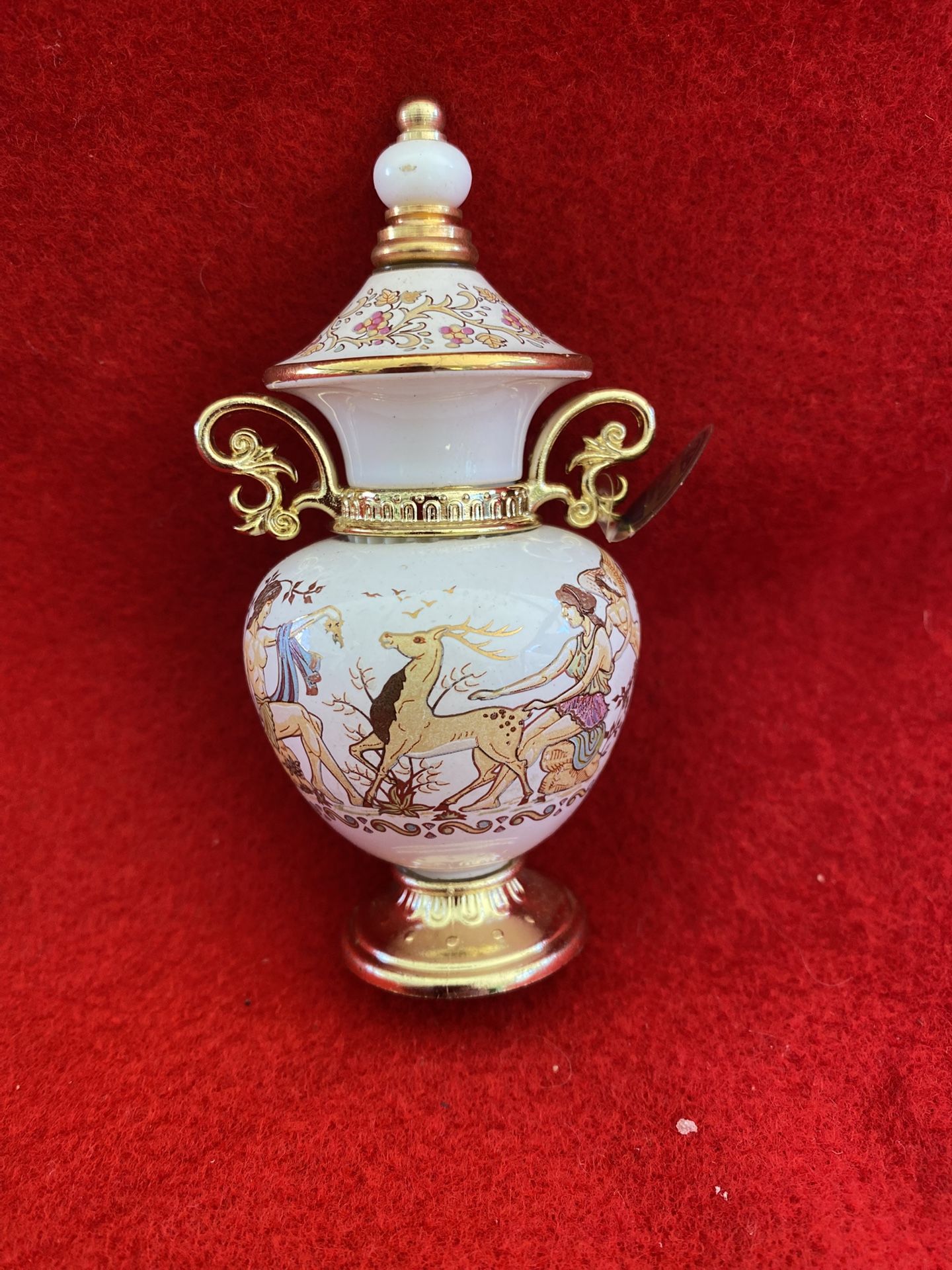 Vintage White Made In Greece Greek 24k Gold Ceramic Oil/Perfume Collectible Read Description