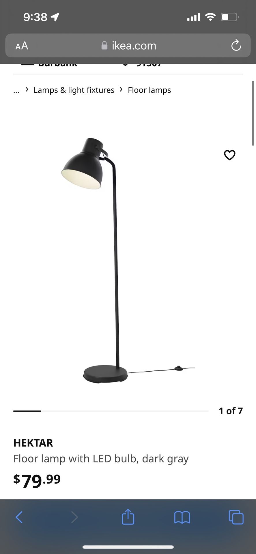 6’ Tall Floor Lamp Metal Industrial