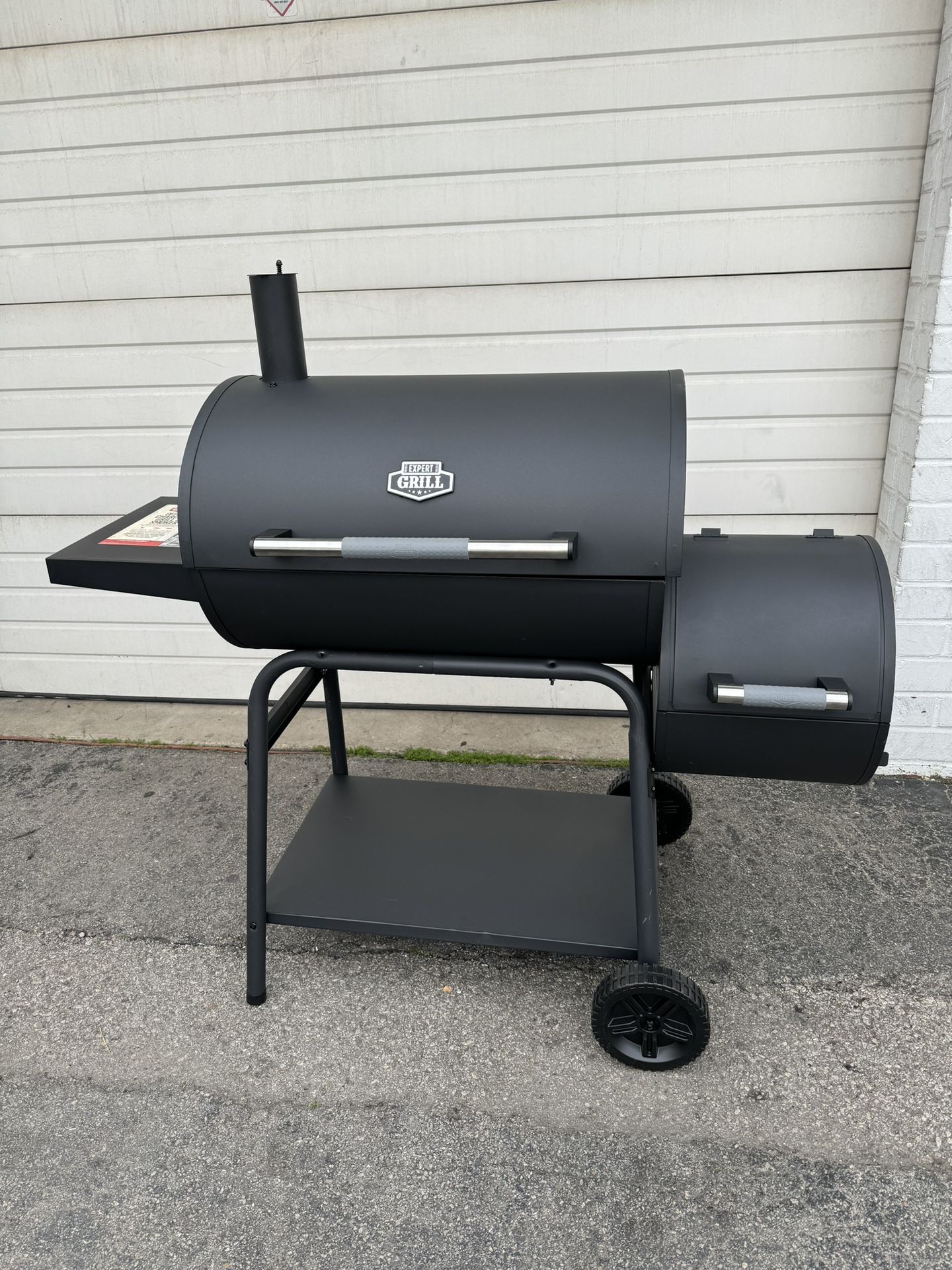Expert Grill 28" Offset Steel Charcoal Smoker Grill with Side Firebox, Black