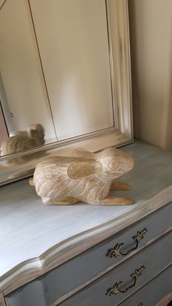Wooden rabbit with gold edges