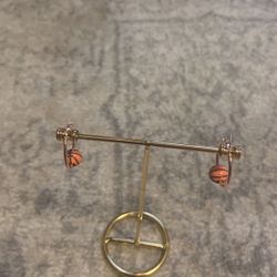 Small Hoop Basketball Earrings 