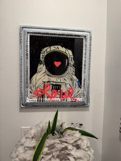 Astronaut Love Pop Art Framed Painting