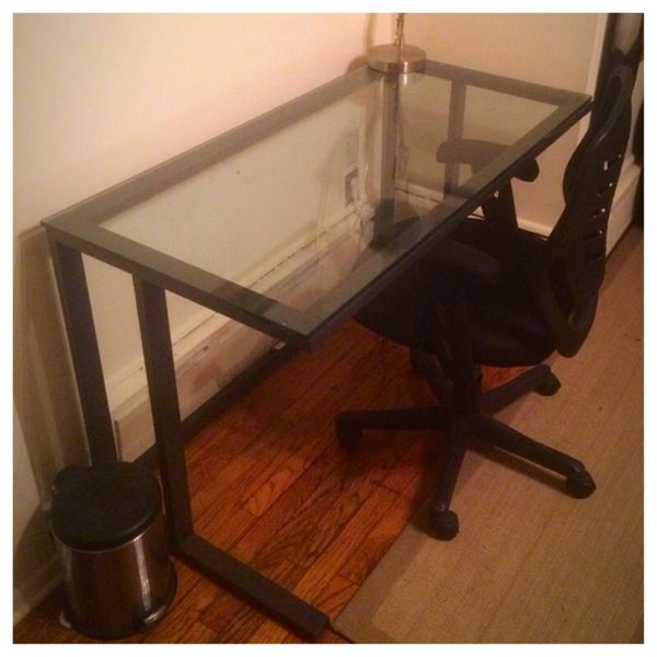 Crate And Barrel Pilsen Graphite Glass Desk For Sale In Chicago