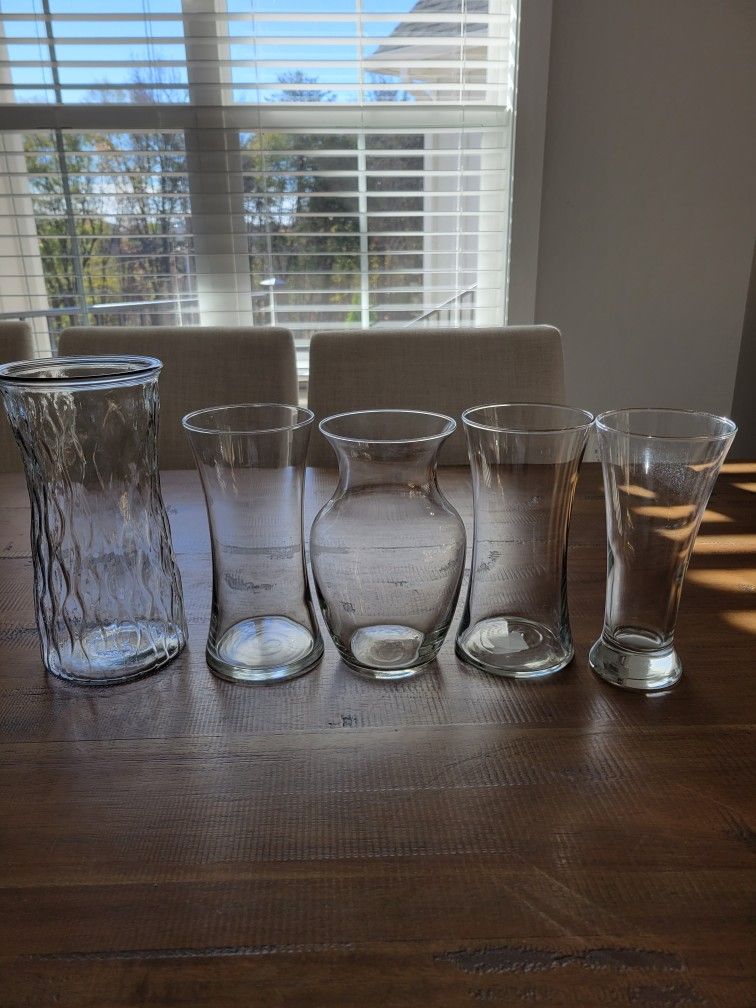 5 Assorted Flower Vases