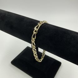 14KT YELLOW GOLD 8.5” FIGARO LINK BRACELET 6.00MM 18.2GR