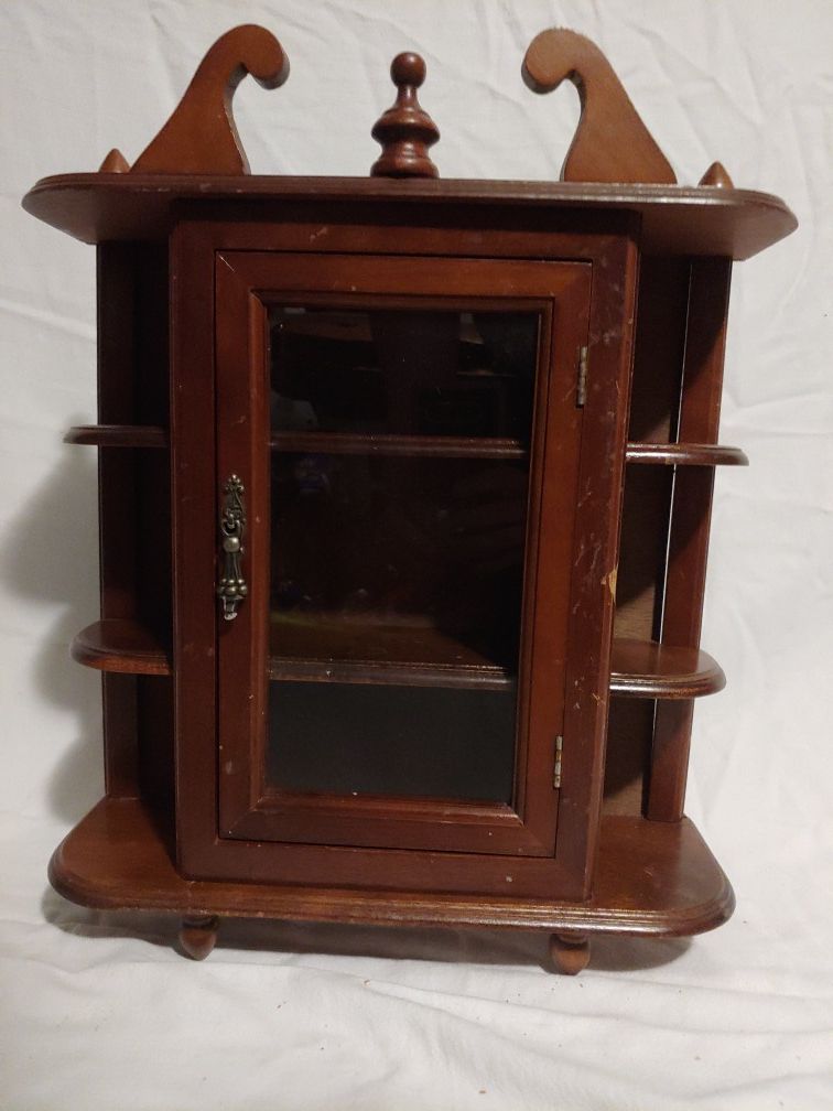 Vintage JAY IMPORT CO Small Wood Stand Alone CURIO Display Cabinet