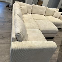 New 99x99 Corduroy Sectional Couch With Ottoman / Free Delivery 