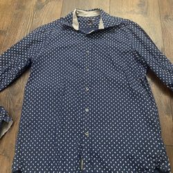 Mens Navy Blue Paisley Long Sleeve Button Shirt Size Small Michael Kors #20