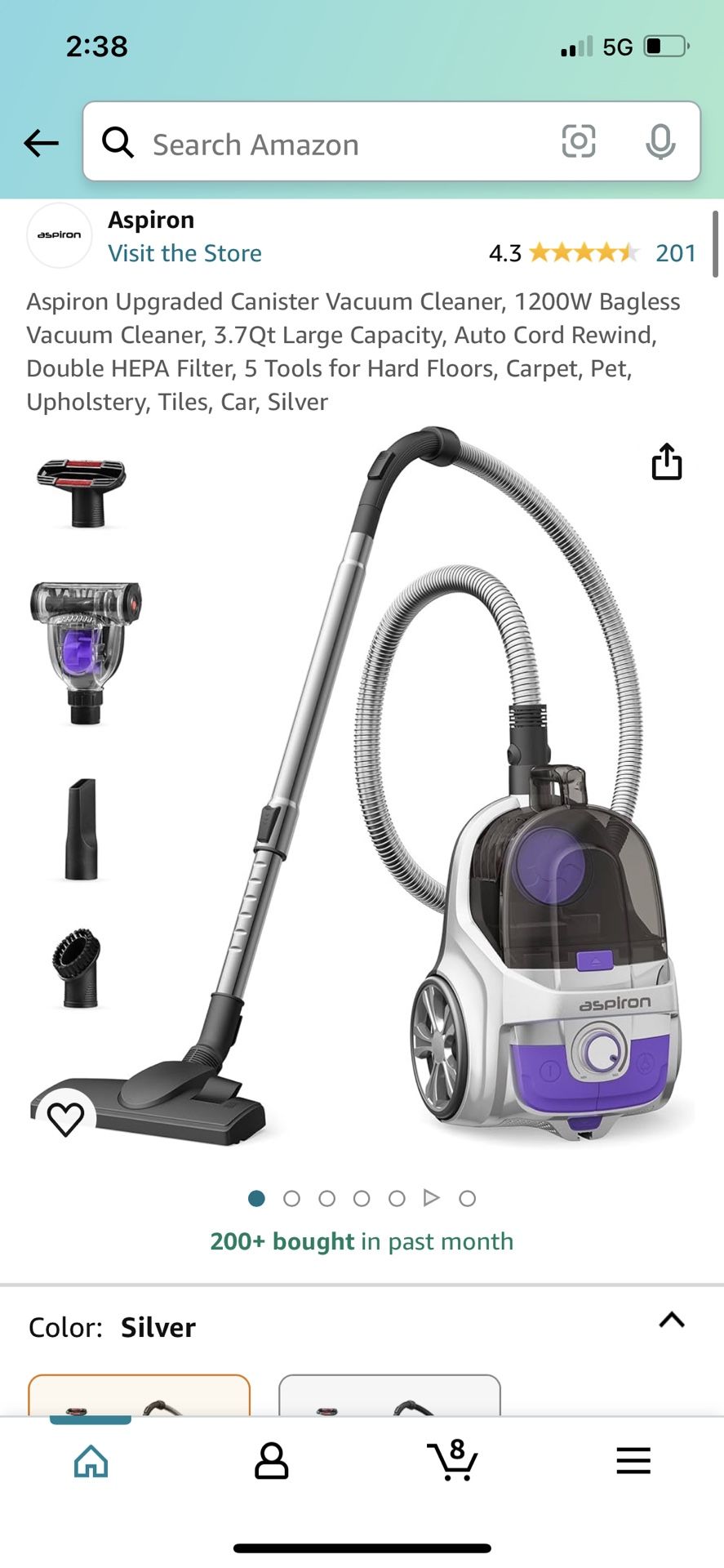 Aspiron  Canister Vacuum Cleaner $90